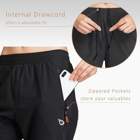 BALEAF Women's Joggers Running Hiking Pants Lightweight Quick Dry Athletic Travel Workout with Zipper Pockets in Kuwait