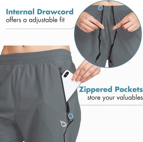 BALEAF Women's Joggers Running Hiking Pants Lightweight Quick Dry Athletic Travel Workout with Zipper Pockets in Kuwait