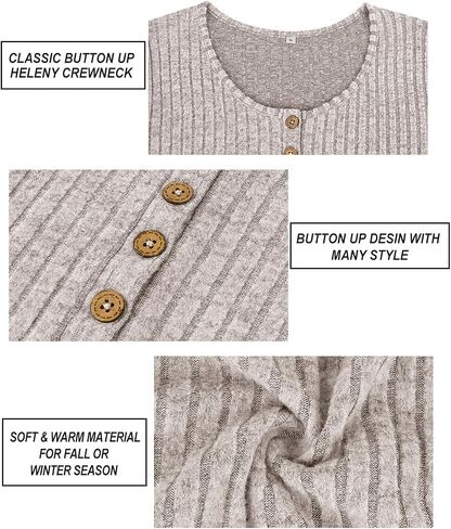 RITERA Plus Size Tops for Women Henley Button Up Long Sleeve Crewneck Sweater Tshirts Pullover Tunic Fall XL-5XL 14W 16W in Saudi Arabia