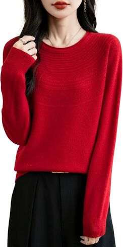 Women's 100% Merino Wool 2024 Fall Winter Crewneck First-Line Ready to Wear Long Sleeve Seamless Knit Sweater in Saudi Arabia