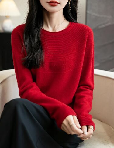 Women's 100% Merino Wool 2024 Fall Winter Crewneck First-Line Ready to Wear Long Sleeve Seamless Knit Sweater in Saudi Arabia