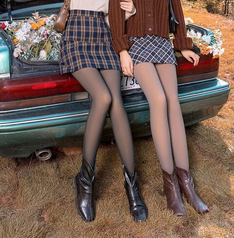 LUCKELF 2 Pairs Fleece Lined Tights for women, Fake Translucent Skin Colored Tights Thermal Leggings Winter Tights in Saudi Arabia