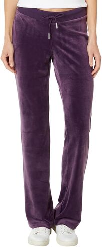 Juicy Couture Womens, Solid Rib Waist Velour Pant W/Drawcord, Plum, Small, 32 in Saudi Arabia
