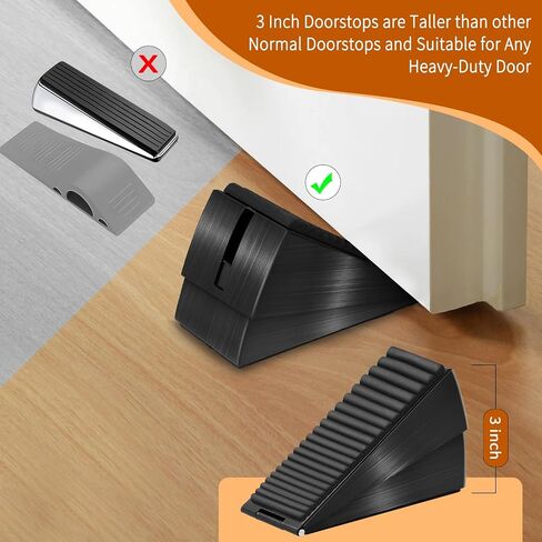 Heavy Duty Door Stopper - Tall Door Stop Large Door Stoppers for Bottom of Door, 3 in High Door Stop Wedge Suits Any Heavy Door Gap in Saudi Arabia