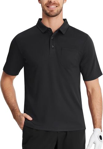 TACVASEN Polo Shirts for Men with Pocket Short Sleeve Lightweight Quick Dry Hiking Golf Fishing in Saudi Arabia