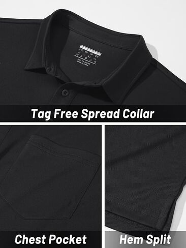 TACVASEN Polo Shirts for Men with Pocket Short Sleeve Lightweight Quick Dry Hiking Golf Fishing in Saudi Arabia