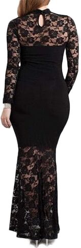 832 - Plus Size Mermaid Lace Maxi Long Sleeves Maxi Cocktail Wedding Prom Evening Dress Gown in Kuwait