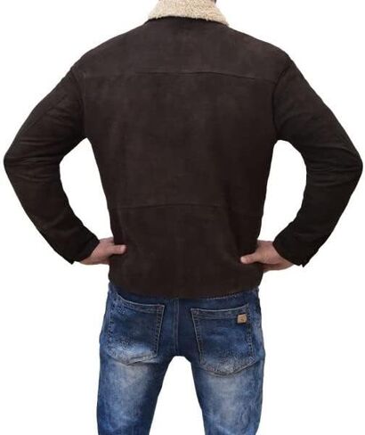 Rick Grimes Walking Dead Andrew Lincoln Fur Collar Brown Suede Leather Jacket For Men in Saudi Arabia