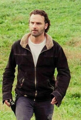 Rick Grimes Walking Dead Andrew Lincoln Fur Collar Brown Suede Leather Jacket For Men in Saudi Arabia