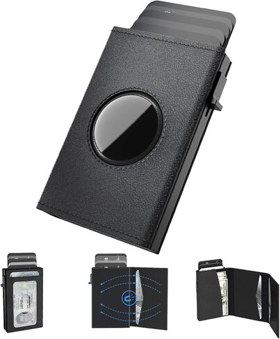 محفظة رجالية مع حامل بطاقة لـ Airtag - محفظة جلدية نحيفة منبثقة لـ Apple Airtag - حافظة بطاقات معدنية ذكية وبسيطة مع حجب RFID للجيب الأمامي - حامل بطاقة الائتمان مع صندوق هدايا in Kuwait