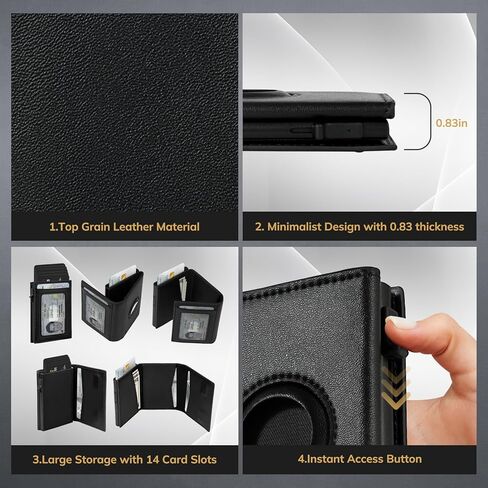 محفظة رجالية مع حامل بطاقة لـ Airtag - محفظة جلدية نحيفة منبثقة لـ Apple Airtag - حافظة بطاقات معدنية ذكية وبسيطة مع حجب RFID للجيب الأمامي - حامل بطاقة الائتمان مع صندوق هدايا in Kuwait