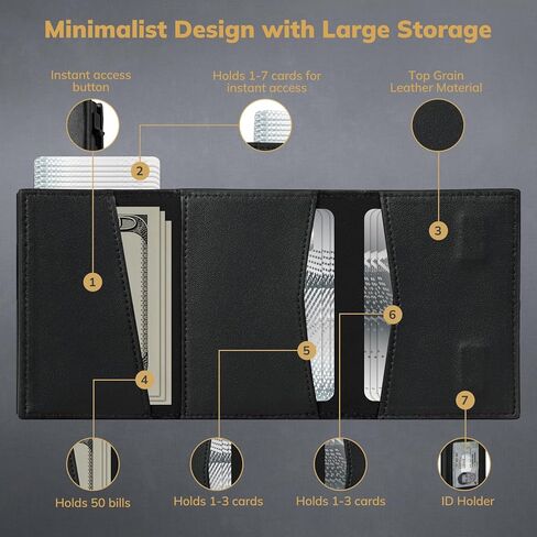 محفظة رجالية مع حامل بطاقة لـ Airtag - محفظة جلدية نحيفة منبثقة لـ Apple Airtag - حافظة بطاقات معدنية ذكية وبسيطة مع حجب RFID للجيب الأمامي - حامل بطاقة الائتمان مع صندوق هدايا in Kuwait