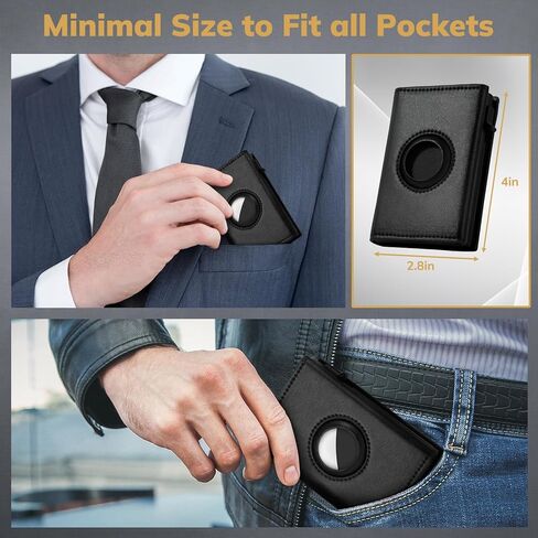 محفظة رجالية مع حامل بطاقة لـ Airtag - محفظة جلدية نحيفة منبثقة لـ Apple Airtag - حافظة بطاقات معدنية ذكية وبسيطة مع حجب RFID للجيب الأمامي - حامل بطاقة الائتمان مع صندوق هدايا in Kuwait