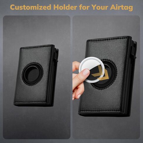 محفظة رجالية مع حامل بطاقة لـ Airtag - محفظة جلدية نحيفة منبثقة لـ Apple Airtag - حافظة بطاقات معدنية ذكية وبسيطة مع حجب RFID للجيب الأمامي - حامل بطاقة الائتمان مع صندوق هدايا in Kuwait