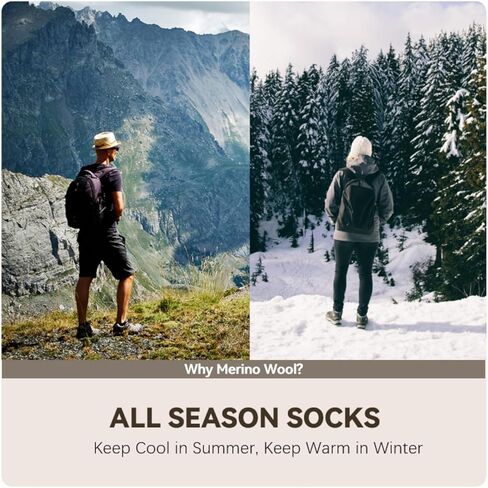 84% Merino Wool Socks 3 Pairs Hiking Socks for Men Women, Moisture Wicking Boot Socks, All Season Socks in Saudi Arabia