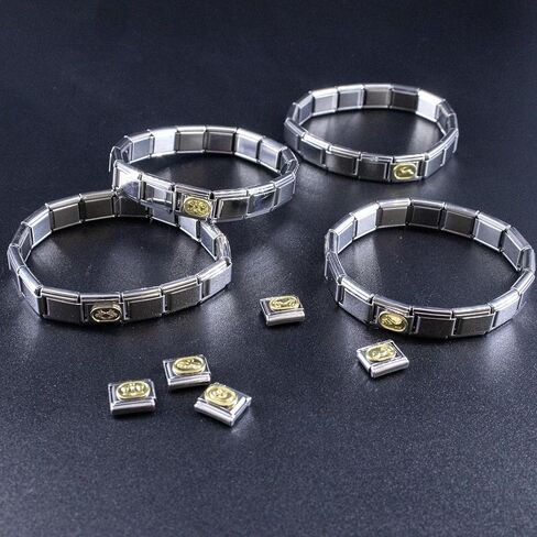 Zodiac Italian Charm, 9mm Gold Astrology Bracelet Link, Stainless Steel Astronomy Bracelets Charms, Birth Sign Modular Nomination Jewelry Links in Kuwait