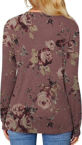 BISHUIGE Womens Button T-Shirts Long Sleeve Henley Tunic Tops V-Neck Casual Sweatshirt in Kuwait