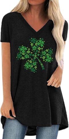 KKG Tops Tunics for Women to Wear with Leggings, Casual Loose Fit V Neck Short/Long Sleeves T Shirt in Kuwait