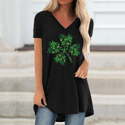 KKG Tops Tunics for Women to Wear with Leggings, Casual Loose Fit V Neck Short/Long Sleeves T Shirt in Kuwait