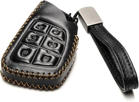 Vitodeco Genuine Leather Smart Key Fob Case with Leather Key Strap Compatible with Chevrolet Suburban 2025, Chevrolet Tahoe 2025, Chevrolet Silverado 2025 (6-Button, Black) in Kuwait