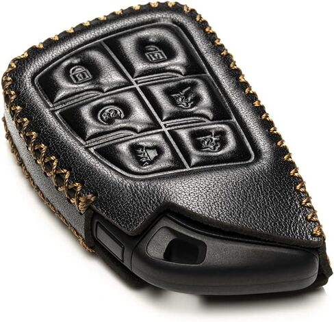 Vitodeco Genuine Leather Smart Key Fob Case with Leather Key Strap Compatible with Chevrolet Suburban 2025, Chevrolet Tahoe 2025, Chevrolet Silverado 2025 (6-Button, Black) in Kuwait