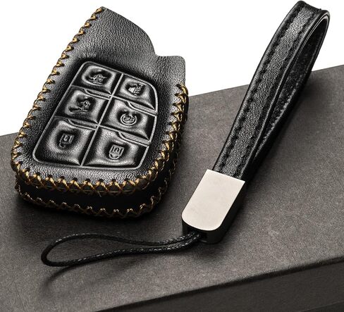 Vitodeco Genuine Leather Smart Key Fob Case with Leather Key Strap Compatible with Chevrolet Suburban 2025, Chevrolet Tahoe 2025, Chevrolet Silverado 2025 (6-Button, Black) in Kuwait