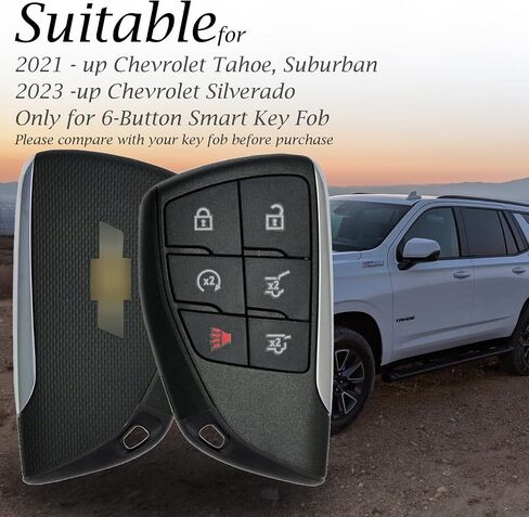Vitodeco Genuine Leather Smart Key Fob Case with Leather Key Strap Compatible with Chevrolet Suburban 2025, Chevrolet Tahoe 2025, Chevrolet Silverado 2025 (6-Button, Black) in Kuwait
