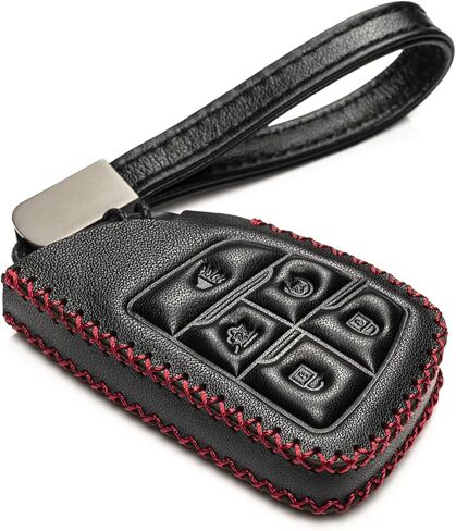 Vitodeco Genuine Leather Smart Key Fob Case with Leather Key Strap Compatible with Chevrolet Suburban 2025, Chevrolet Tahoe 2025, Chevrolet Silverado 2025 (6-Button, Black) in Kuwait