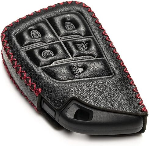 Vitodeco Genuine Leather Smart Key Fob Case with Leather Key Strap Compatible with Chevrolet Suburban 2025, Chevrolet Tahoe 2025, Chevrolet Silverado 2025 (6-Button, Black) in Kuwait