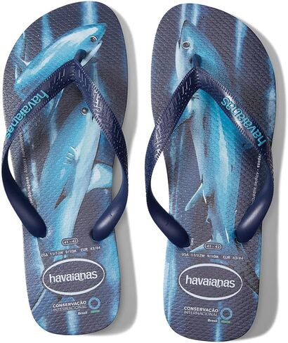 شبشب Havaianas Men Conservation International - صنادل بطباعة سمك القرش - مياه زرقاء، 11/12 in Saudi Arabia