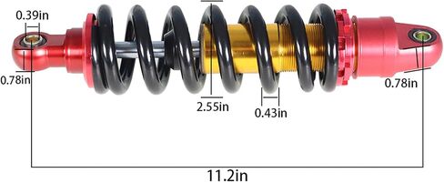 LABLT 285mm 11 بديل تعليق ممتص الصدمات الخلفي للدراجة الترابية Yamaha TTR90 PW80 Honda CRF70 XR100 SSR110 (أحمر وأسود) in Saudi Arabia