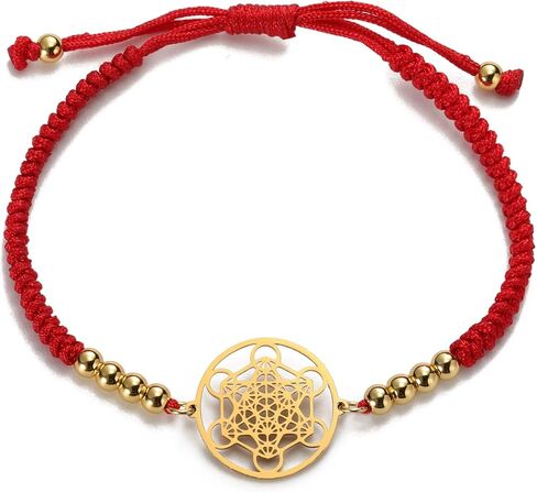 EUEAVAN Metatrons Cube Bracelet Adjustable Beaded Couple Sacred Geometry Bracelet Archangel Handmade Braided Rope Lucky Red String Bracelet kabbalah Amulet Statement Jewelry in Kuwait