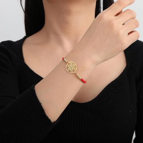 EUEAVAN Metatrons Cube Bracelet Adjustable Beaded Couple Sacred Geometry Bracelet Archangel Handmade Braided Rope Lucky Red String Bracelet kabbalah Amulet Statement Jewelry in Kuwait