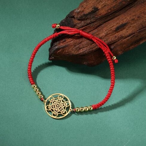 EUEAVAN Metatrons Cube Bracelet Adjustable Beaded Couple Sacred Geometry Bracelet Archangel Handmade Braided Rope Lucky Red String Bracelet kabbalah Amulet Statement Jewelry in Kuwait