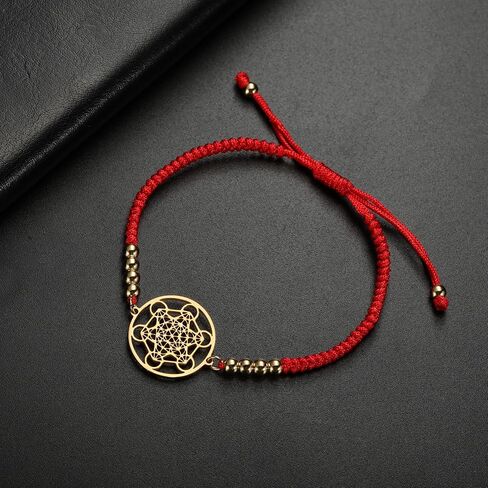 EUEAVAN Metatrons Cube Bracelet Adjustable Beaded Couple Sacred Geometry Bracelet Archangel Handmade Braided Rope Lucky Red String Bracelet kabbalah Amulet Statement Jewelry in Kuwait