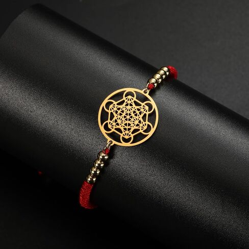 EUEAVAN Metatrons Cube Bracelet Adjustable Beaded Couple Sacred Geometry Bracelet Archangel Handmade Braided Rope Lucky Red String Bracelet kabbalah Amulet Statement Jewelry in Kuwait