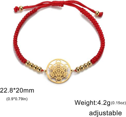 EUEAVAN Metatrons Cube Bracelet Adjustable Beaded Couple Sacred Geometry Bracelet Archangel Handmade Braided Rope Lucky Red String Bracelet kabbalah Amulet Statement Jewelry in Kuwait