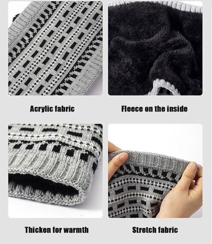 3 Piece Winter Hat Scarf Gloves Set for Men, Knitted Thick Scarf Beanie Scarf Set in Saudi Arabia