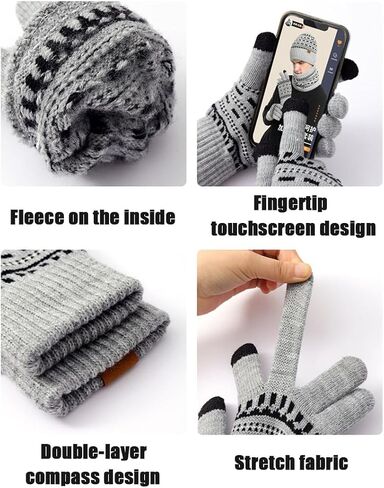 3 Piece Winter Hat Scarf Gloves Set for Men, Knitted Thick Scarf Beanie Scarf Set in Saudi Arabia