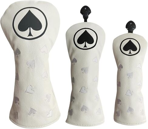 Golf Club Head Covers - 1pc or Set Premium PU Leather Covers with Spades Embroidery for Driver, Fairway Wood, and Hybrid Clubs Headcover (1x driver headcover) in Saudi Arabia