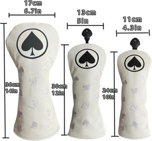 Golf Club Head Covers - 1pc or Set Premium PU Leather Covers with Spades Embroidery for Driver, Fairway Wood, and Hybrid Clubs Headcover (1x driver headcover) in Saudi Arabia