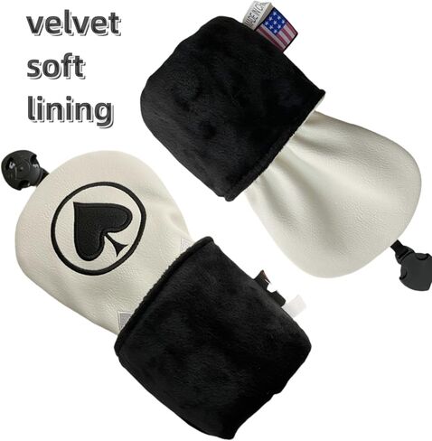Golf Club Head Covers - 1pc or Set Premium PU Leather Covers with Spades Embroidery for Driver, Fairway Wood, and Hybrid Clubs Headcover (1x driver headcover) in Saudi Arabia