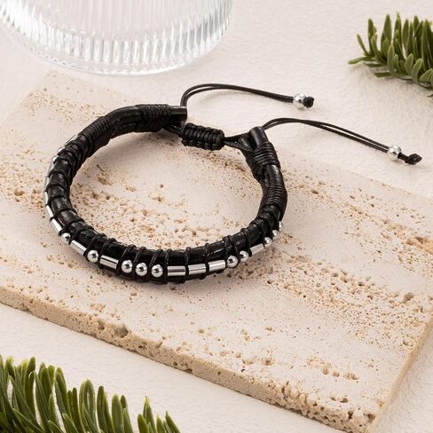 أساور جلدية للرجال والأولاد Brother Morse Code "I LOVE YOU" أساور جلدية قابلة للتعديل أساور أفضل الهدايا لابن حفيد الرجال والأولاد in Saudi Arabia
