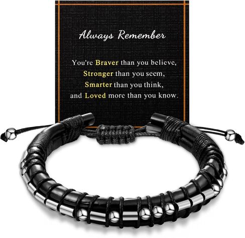 أساور جلدية للرجال والأولاد Brother Morse Code "I LOVE YOU" أساور جلدية قابلة للتعديل أساور أفضل الهدايا لابن حفيد الرجال والأولاد in Saudi Arabia