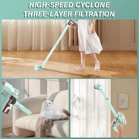 Cordless Stick Vacuum Cleaner, Handheld Lightweight Small Electric Broom for Home Car Apartment Hardwood Floors Carpet Pet Hair Litter Quick cleaning, 11KPa Strong Suction,Only Weight 3.5 Ib in Saudi Arabia