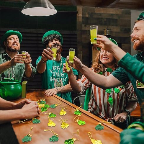 30 PCS St. Patrick's Day Shamrocks Ornament Set, Good Luck Clover Hanging Bauble Trefoil Pendant Decoration for Keyring Tree Shelf Home Decor Irish Festival, 3 Style in Kuwait