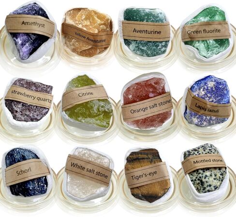 Natural Crystals and Healing Stones, Healing Crystals Set Present Box, Real Rough Raw Chakra Crystal, Aroma Stone Diffusers Kit, 12Pcs Large 1.57-2.36" in Saudi Arabia