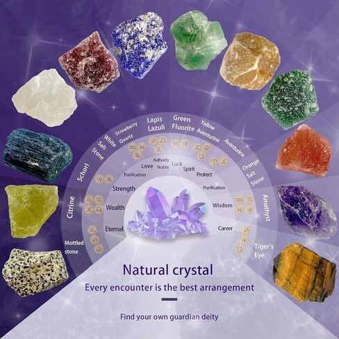 Natural Crystals and Healing Stones, Healing Crystals Set Present Box, Real Rough Raw Chakra Crystal, Aroma Stone Diffusers Kit, 12Pcs Large 1.57-2.36" in Saudi Arabia
