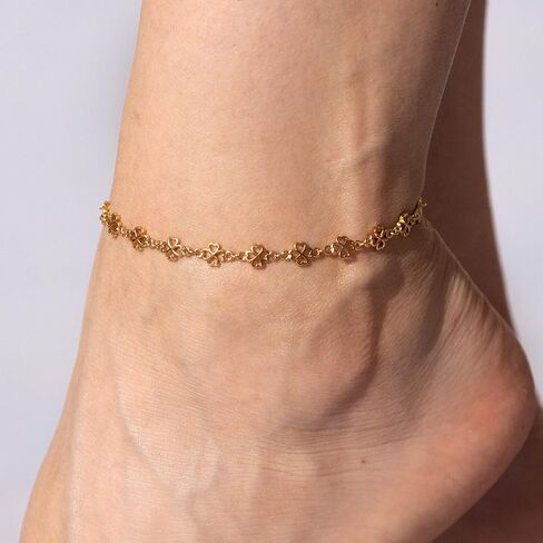 LIFETIME JEWELRY Womens Gold Anklet Good Luck Ankle Bracelet 24k Real Gold Plated in Kuwait