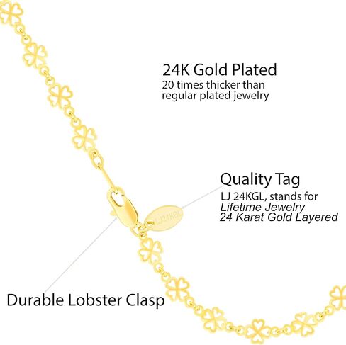 LIFETIME JEWELRY Womens Gold Anklet Good Luck Ankle Bracelet 24k Real Gold Plated in Kuwait